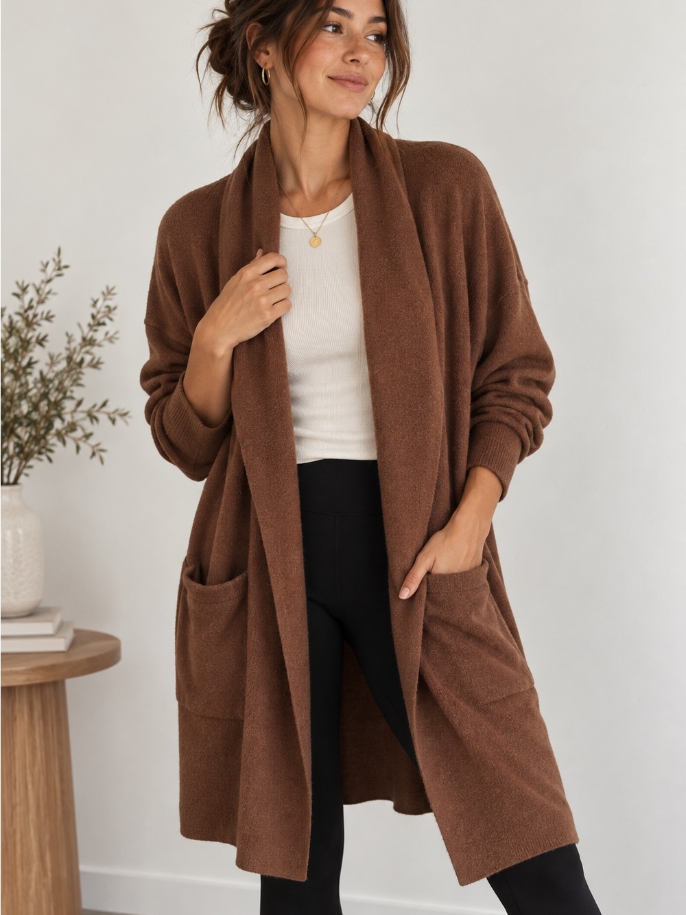 Twelfth Love Brown Oversized Long Cardigan Size M